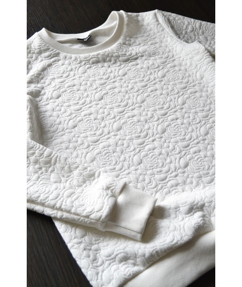 Weißes strukturiertes Sweatshirt (kein Vlies)
