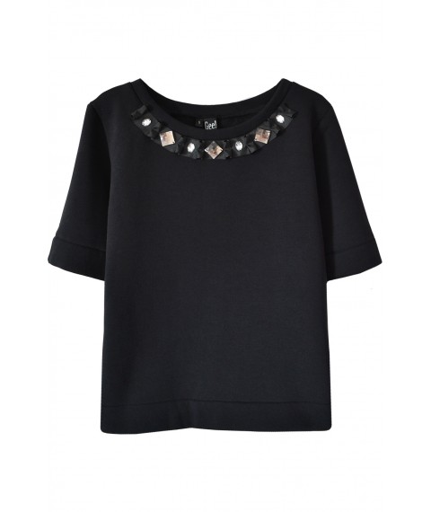 Black sweatshirt with decor (brushed/unbrushed)