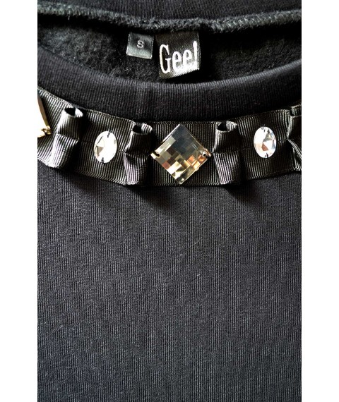 Black sweatshirt with decor (brushed/unbrushed)