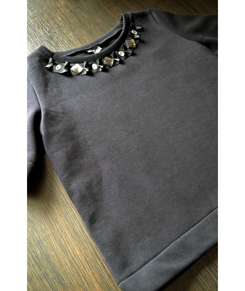 Black sweatshirt with decor (brushed/unbrushed)