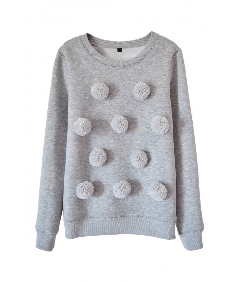 Gray sweatshirt with pom-poms (brushed)