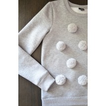 Gray sweatshirt with pom-poms (brushed)