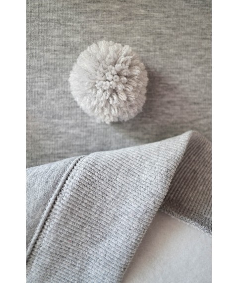 Gray sweatshirt with pom-poms (brushed)