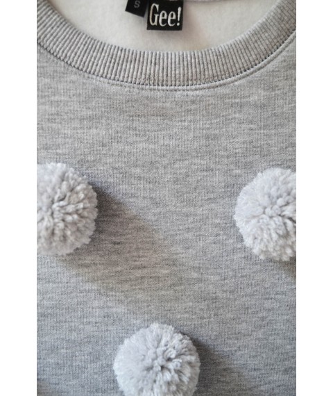 Gray sweatshirt with pom-poms (brushed)
