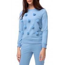Blaues Sweatshirt mit Bommeln