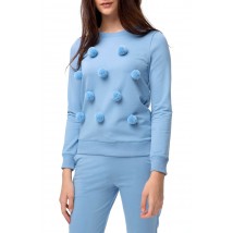 Blue sweatshirt with pom-poms