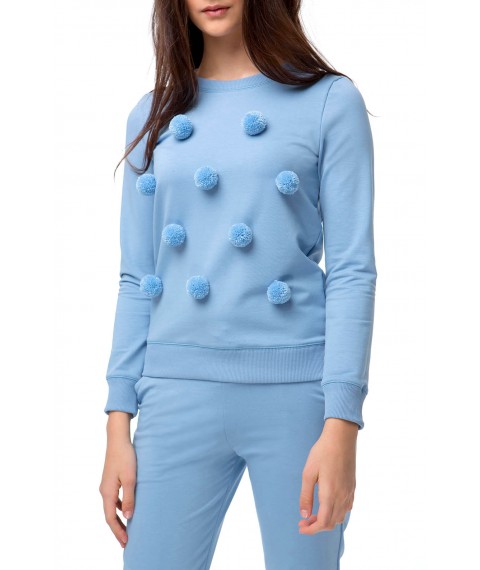 Blaues Sweatshirt mit Bommeln