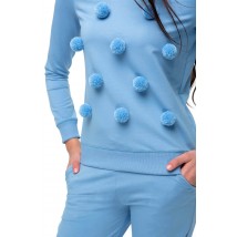 Blue sweatshirt with pom-poms