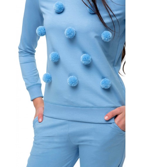 Blaues Sweatshirt mit Bommeln