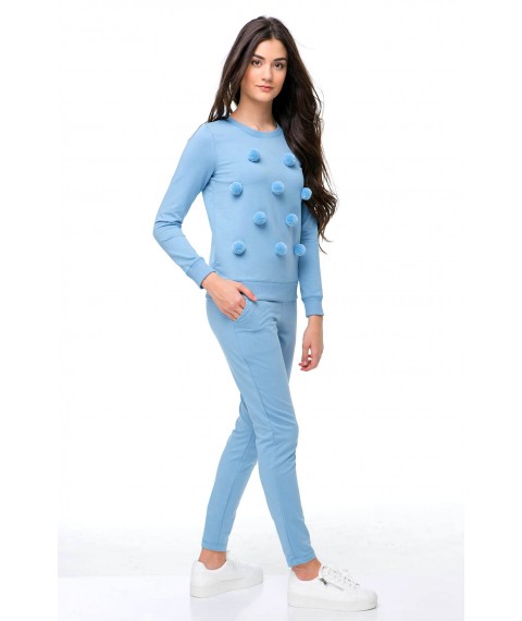 Blaues Sweatshirt mit Bommeln