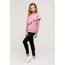 Puderfarbenes Sweatshirt mit asymmetrischem Volant (ungeb?rstet)