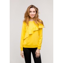 Gelbes Sweatshirt mit asymmetrischem Volant (kein Fleece)