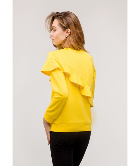 Yellow sweatshirt with asymmetric flounce (no fleece)