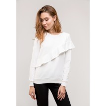 White sweatshirt with asymmetrical flounce (unbrushed)