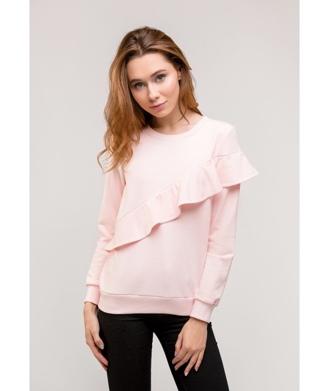 Pfirsichfarbenes Sweatshirt mit asymmetrischen Volants (ungeb?rstet)