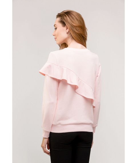 Pfirsichfarbenes Sweatshirt mit asymmetrischen Volants (ungeb?rstet)