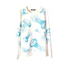 White sweatshirt with jellyfish (without fleece)