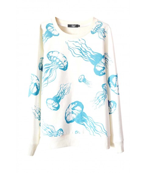 White sweatshirt with jellyfish (without fleece)
