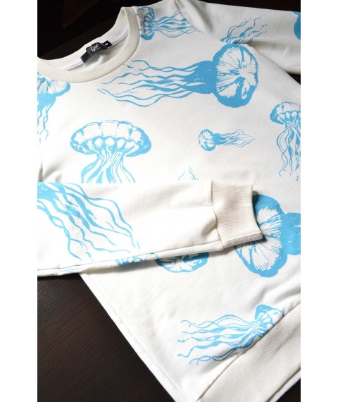 White sweatshirt with jellyfish (without fleece)