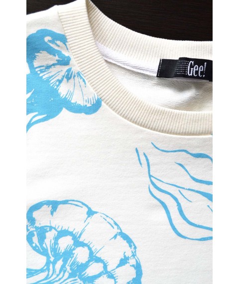 White sweatshirt with jellyfish (without fleece)