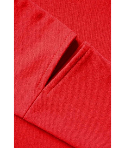 Red sweatshirt with slits at sleeves