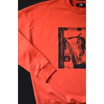 Oversize-Terrakotta-Sweatshirt mit Aufdruck (ungeb?rstet)
