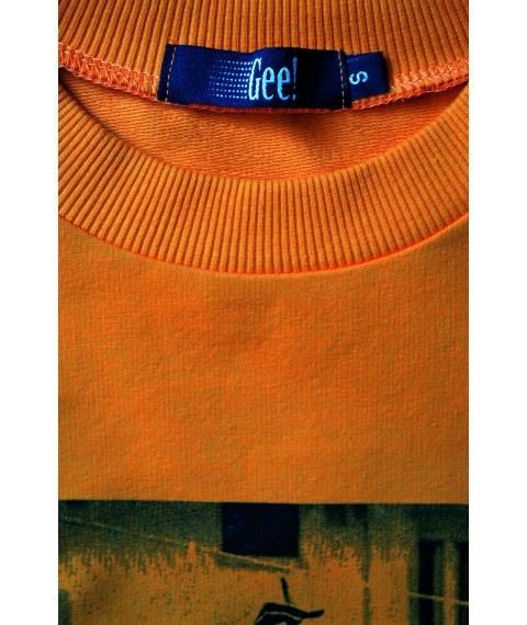 Senffarbenes Oversize-Sweatshirt mit Aufdruck (ungeb?rstet)