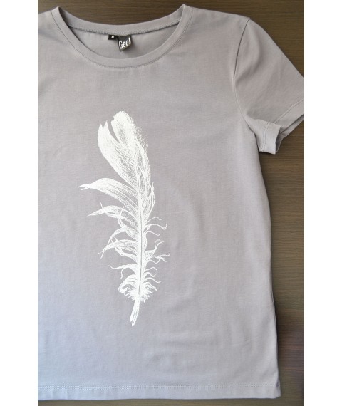 Gray t-shirt with feather