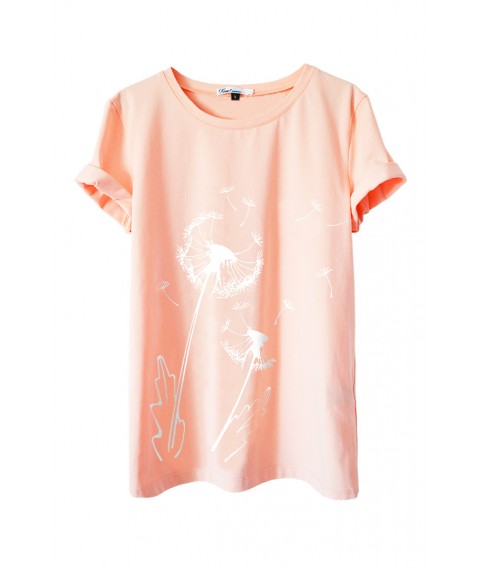 Персиковая футболка с одуванчиками
