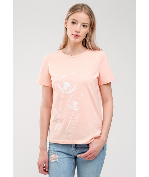 Peach T-shirt with dandelions