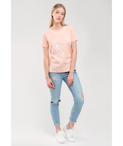 Peach T-shirt with dandelions