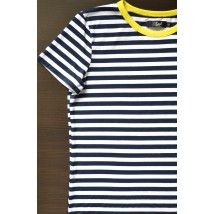 Gestreiftes T-Shirt mit gelbem Kragen