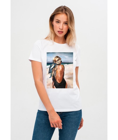 Wei?es T-Shirt mit Ocean-Print