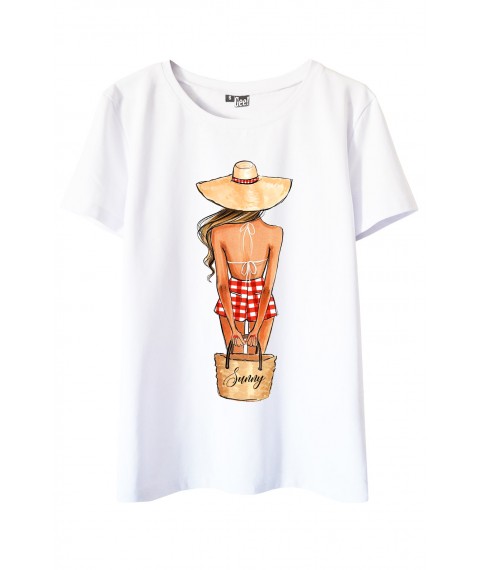 White T-shirt with Sunny print