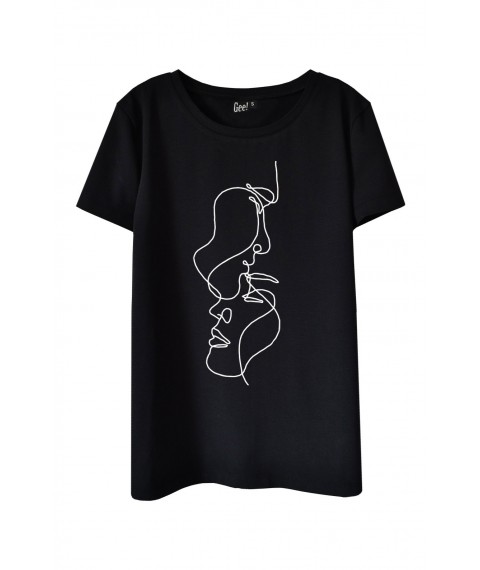 Schwarzes T-Shirt mit Outline-Print