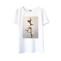 White T-shirt with cotton print