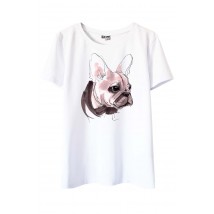 Wei?es T-Shirt mit Bulldogge