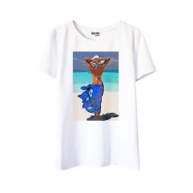 Wei?es T-Shirt mit Beach-Print