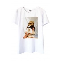 White T-shirt with Luiza print