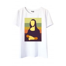 White T-shirt with Mona Lisa print
