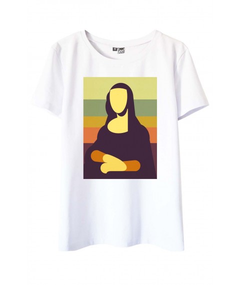 White T-shirt with Mona Lisa print