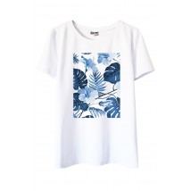 Weißes T-Shirt mit Blumendruck