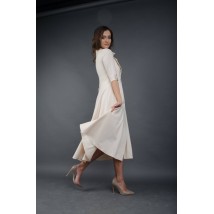 Double-breasted kloche dress wrap milk color, 3/4 sleeves