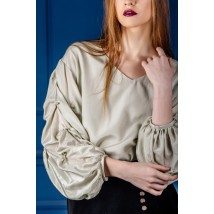 Olive blouse with voluminous sleeves