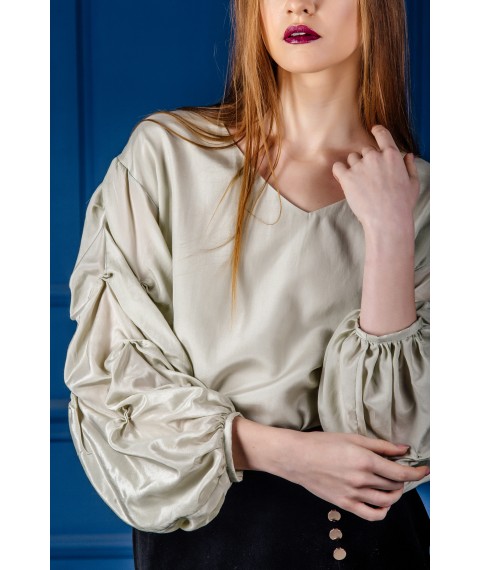 Olive blouse with long sleeves