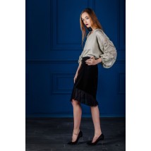 Olive blouse with voluminous sleeves
