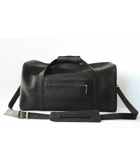 Traveling bag Bagster from handmade genuine leather (TRV1BLACK)