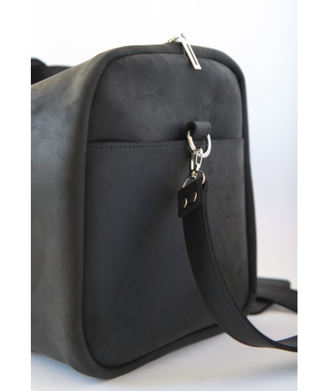 Handbag genuine leather travel bag (TRV1BLACK)