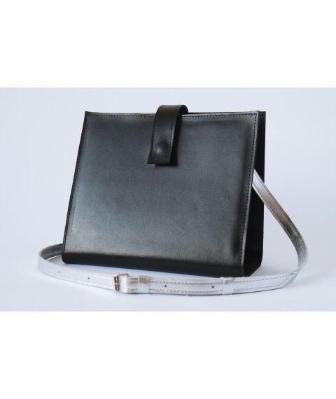 Handmade genuine leather Bagster bag black (OPN1SILV.P3)