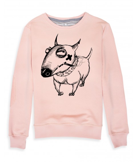 Das weibliche Sweatshirt der Farbe des Puders &quot;BULL TERRIER&quot;